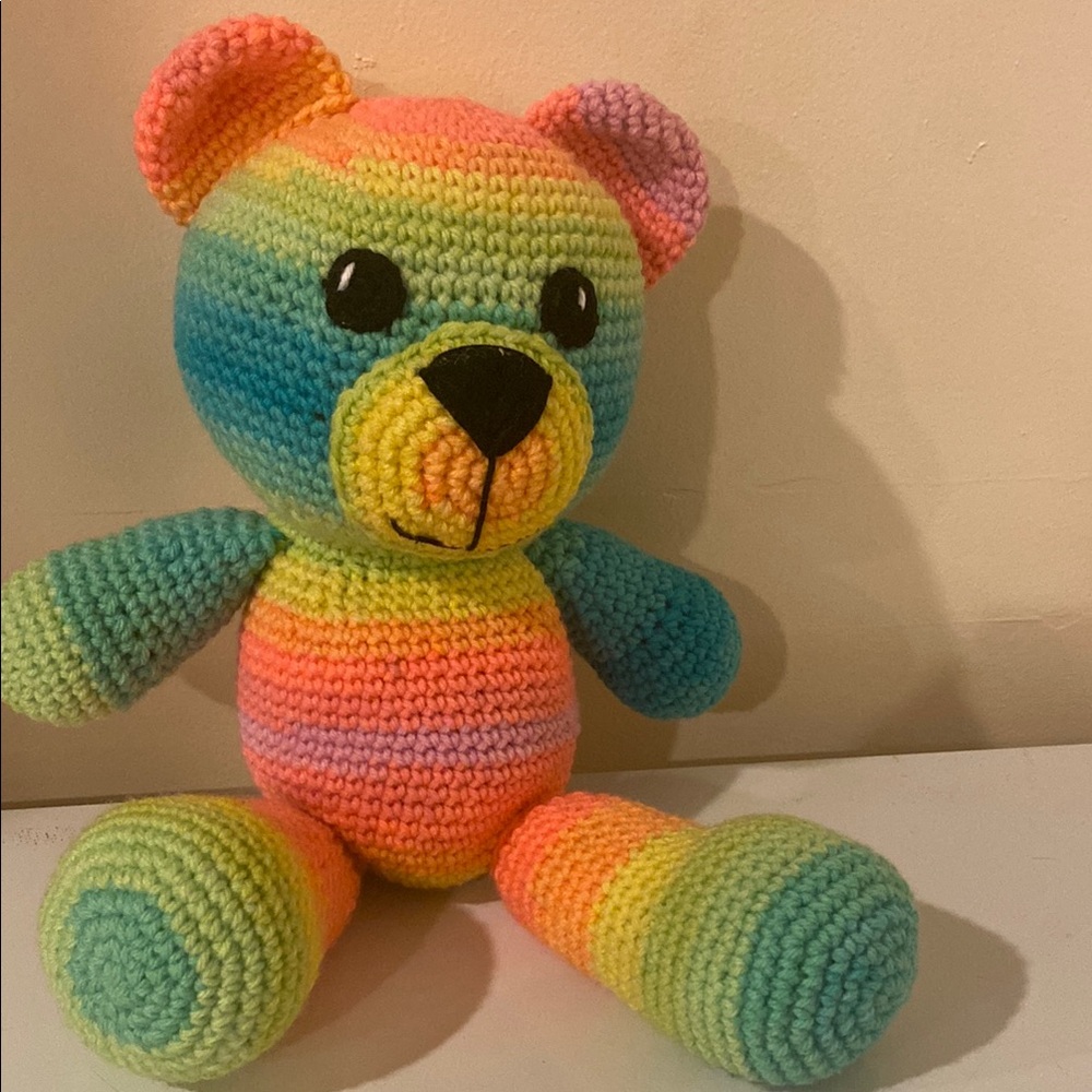 Colorful Crochet Teddy Bear Toy